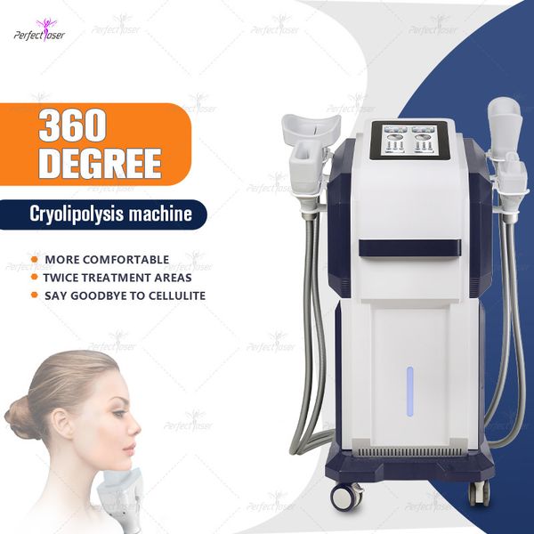 360 Cold Cellulite Cryotherapy Fat Freeze 360 Machine Double Chin Removal 4 Cryo Handles 10-50 Kpa Vacuum Suction Skin Tightening Fat Freezing Device Body Shape