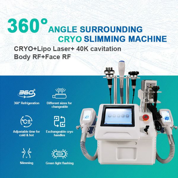 360 Cryo Fat Burst Congelación Cuerpo Adelgazante Cavitación al vacío Máquina de liposucción RF Bolsa para ojos Eliminar drenaje linfático Aparato de relajación muscular