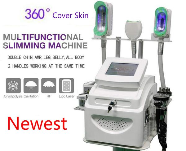 360 cryolipolyse cool body sculpting machines RF 40k corps Cavitation avec 360 poignées en métal pour le bras du corps et le double menton amincissant CE