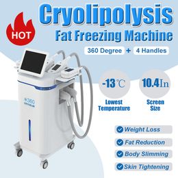 Machine de beauté amincissante à 360 °, cryolipolyse, élimination du poids, 4 poignées cryogéniques, amincissement du corps sous vide, dispositif anti-cellulite, réduction des graisses, équipement d'utilisation en salon à domicile