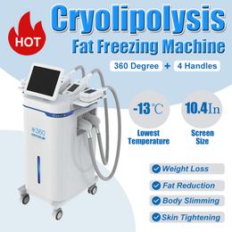 Machine plus mince à 360 ° pour le corps, cryolipolyse, congélation des graisses, 4 poignées, contour du corps sous vide, élimination du poids, dispositif anti-cellulite, réduction des graisses, utilisation en salon à domicile