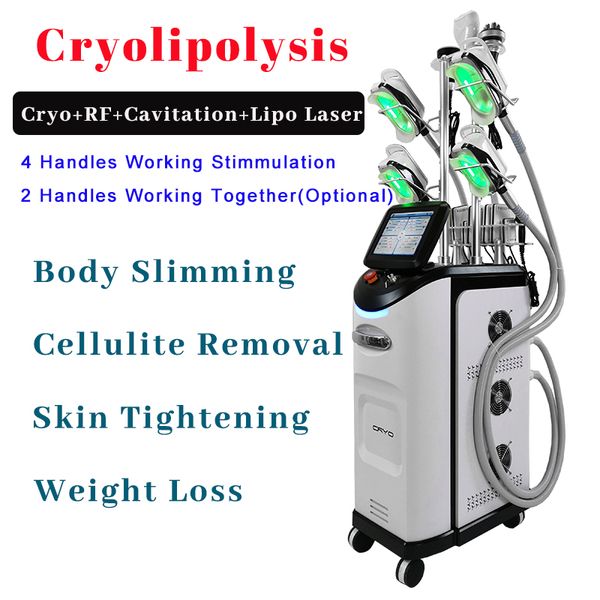 360 Cryolipolysis Congelación de grasa Adelgazante Máquina de belleza 5 Cryo-Heads Mini Cryo Eliminación de doble barbilla Eliminación de celulitis Equipo de terapia al vacío