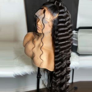 360 Deep Wave Lace Front Human Hair Wig Lange HD transparante glueuze pruiken voor vrouwen vooraf geplukte synthetische hittebestendig