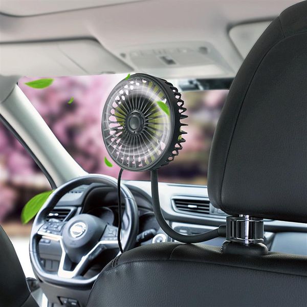 Ventilador de coche ajustable de 360 grados, 12V, 24V, USB Universal, ventilador de refrigeración para coche, asiento trasero, enfriador de aire automático de 3 velocidades para Summer198A