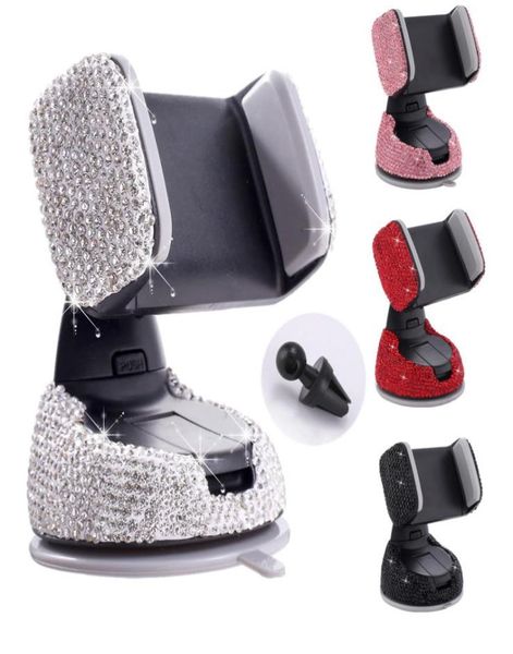 Soporte para teléfono de coche de 360 grados Soporte de montaje Luxlury Designer Bling Glitter Diamond Ventosa para soporte universal giratorio Nonmagn6609027