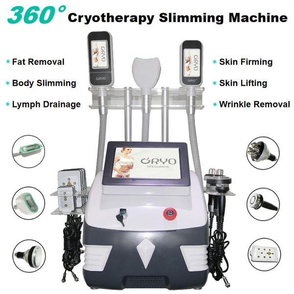 Máquina de adelgazamiento criogénica de 360 grados, terapia de vacío, congelación de grasa, modelado corporal, cavitación, lipoláser, pérdida de peso, RF, cuidado de la piel, masajeador de belleza