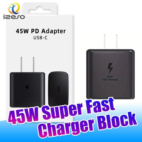 Para Samsung S23 Ultra 45W Cargador súper rápido Bloque EP-TA845 Adaptador PD con empaque al por menor izeso