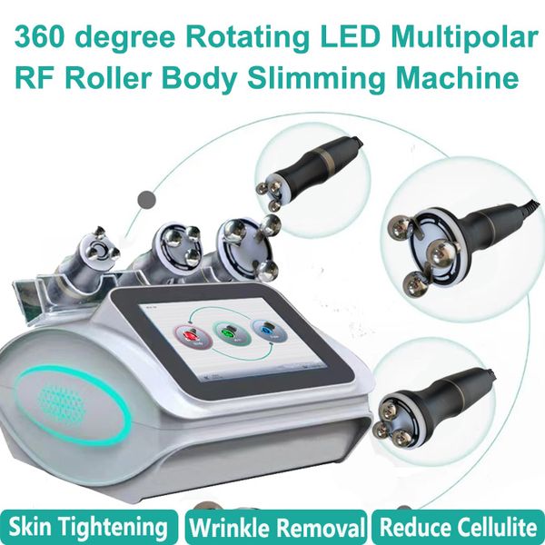Rodillo de 360 grados Máquina de RF Rejuvenecimiento de la piel Eliminar arrugas Disolvente de grasa LED giratorio Forma del cuerpo Equipo de radiofrecuencia Uso en salón
