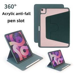 360 graden roterende hybride acryl voor iPad -case 2022 10.2 8e 9.7 Mini 6 7.9 2021 Pro 11 10.5 Lucht 1 2 3 4 5 met penlade transparante achterste shell cove