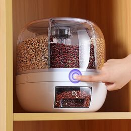 Dispensador de arroz giratorio de 360 grados Dispensador de cubo de grano de cereal seco sellado Caja de almacenamiento de contenedores de alimentos de cocina a prueba de humedad 240112