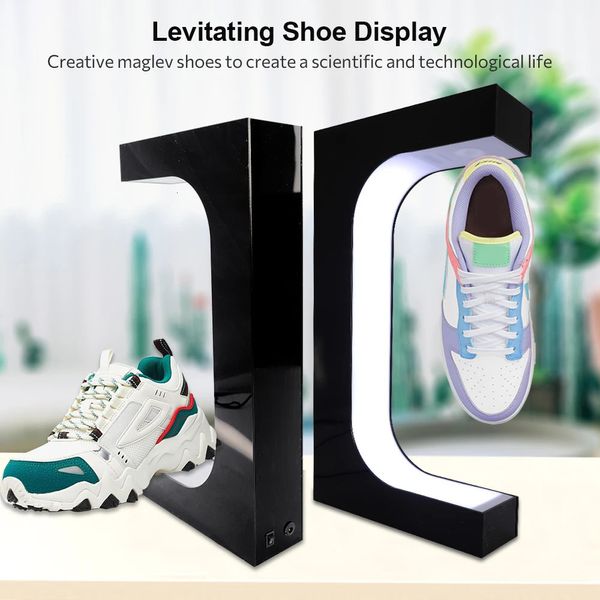 Rotation à 360 degrés Lévitation magnétique LED LED Floating Shoedisplay Stand Sneaker House Home Shop Shoe Display titulaire 240518
