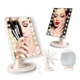 360 graden rotatie touchscreen make-up led spiegel cosmetische opvouwbare draagbare compacte zak met 22 led-verlichting make-upspiegel C421