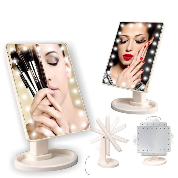 360 Degrés Rotation Écran Tactile Maquillage Led Miroir Pliant Portable Compact Poche Bureau Cosmétique Loupe Miroirs De Maquillage