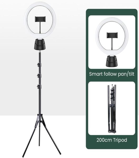 Estabilizador de cardán inteligente Selfie Stick de 360 ​​grados con luz de anillo de pografía, cámara de seguimiento de objetos faciales automática, trípode para teléfono Mount6491300