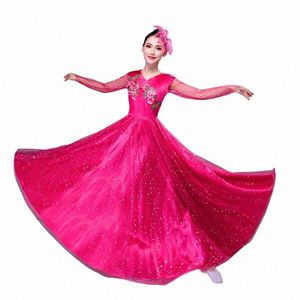 360 grados mujeres español flamenco Dres señora danza moderna Ong danza Dr Swing faldas coro etapa rendimiento traje y0AZ #