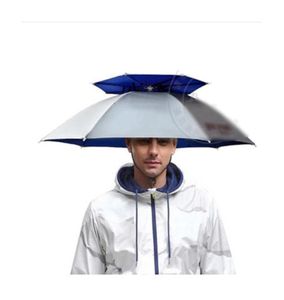 360 graden All Round Professional Head Mounted Cap Umbrella 77cm dubbele laag Outdoor Antiuv Winddichte Sunshade Hat Rain Gear Fo2038779