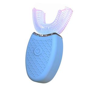 Brosse à dents électrique sonique automatique intelligente à 360 degrés, brosse à dents de type U, chargement USB, blanchiment des dents, lumière bleue avec boîte de vente au détail