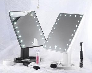 Espejo de maquillaje de rotación de 360 grados ajustable 16/22 LED iluminado pantalla táctil LED espejos cosméticos luminosos portátiles negro/blanco/rosa