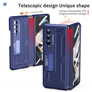 Étuis Double face 360 ° pour Samsung Galaxy Z Fold 4, charnière, Film de verre, protecteur d'écran, support rigide