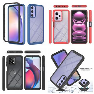 360 coques complètes pour Samsung A04E A24 Xiaomi Redmi Note 12 Pro Moto Edge + 2023 G Play 2023 stylet 5G antichoc armure 2 en 1 pare-chocs hybride couche dur PC TPU couverture arrière