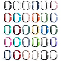 360 Volledige omslag Harde PC Bumper Proetctive Cases met 9H HD Tempered Glass Film Screen Protector voor Apple Watch S8 Ultra 49mm met retailpakket