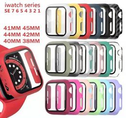 360 couverture complète PC boîtiers verre trempé anti-rayures Film protecteur d'écran pour Apple Watch série SE 8 S8 7 45mm 41mm 6 5 4 44mm 405376609