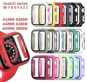 360 Volledige omslag PC -cases Tempered Glass Antiscatch Film Scherm Bescherming voor Apple Watch Series SE 8 S8 7 45mm 41mm 6 5 4 44mm 405376609