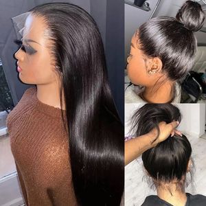 360 peluca frontal completa hueso brasileño recto 13x4 encaje transparente pelucas de cabello humano para mujeres negras prepotadas bling