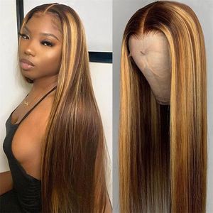 360 point culminant perruque de cheveux humains 4/27 brun couleur dentelle avant perruques de cheveux humains pour les femmes pré plumé 13X6 droite dentelle frontale perruques