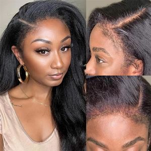 360 Lace Front Human Hair Pruiken 8a Virgin Peruaans haar Kinky Rechte Afro kantpruiken voor zwarte vrouwen Babyhaar Yaki HD Transparant Glueless