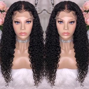 Perruque Lace Frontal Wig 360 naturelle bouclée brésilienne, cheveux humains, densité 150%, avec bébé, couleur naturelle, 22 pouces, pour femmes noires