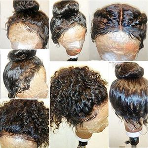 Kinky bouclés 360 dentelle frontale perruques pré-plumées postiche naturelle lacets avant perruque de cheveux humains pour les femmes noires 130% densité livraison rapide