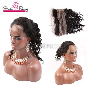 Peluca frontal de encaje 360, cabello humano brasileño suelto de onda profunda 2242 para mujeres negras, banda frontal de encaje completo con pelo de bebé