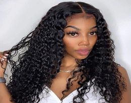 Perruque Lace Frontal Wig 360 brésilienne Remy, cheveux naturels, Deep Curly, Swiss LaceFront, pre-plucked, pour femmes noires, 6822432