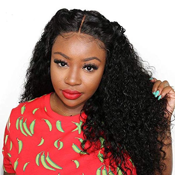 360 Lace Frontal Wig Deep Curly for Black Women, Glueless 180% Density Lace Front Wigs Human Hair, Premium Brazilian Virgin Hair