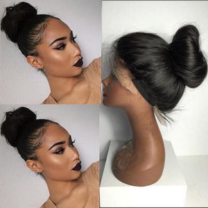 360 dentelle frontale perruque pré plumée avec des cheveux de bébé droite dentelle avant perruques de cheveux humains pour les femmes noires Remy cheveux 180% densité