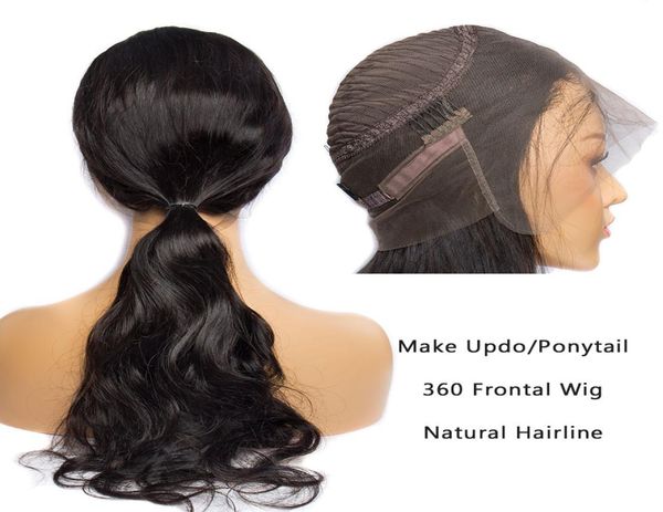 360 Perruque frontale en dentelle Pré-cueillette de cheveux pour bébé 150 densité Remy Brazilian Body Wave Human Hair Wig for Black Women7294417