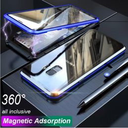 360 Magnetische Adsorptie Telefoon Case Voor Samsung S10 Plus S10e Dubbel Gehard Glas Cover Case Voor Galaxy S8 S9 plus Note 8 9 A50 A60