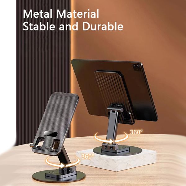 Soporte para teléfono móvil de escritorio de Metal de 360 ° para iPhone, iPad, Xiaomi, soporte ajustable para tableta de escritorio, soporte para teléfono móvil