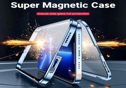 360 Études magnétiques métalliques pour iPhone 12 13 Mini 11 12 13 14 Pro Max Verre double facette Fit iPhone X XS 7 8 6 6S Plus SE COV5199222