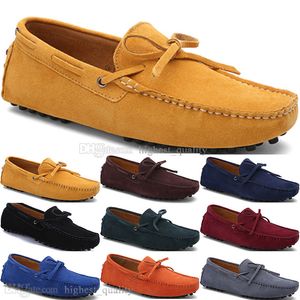 360 NOUVEAU Mode Hommes Casual Chaussures Cuir Style Britannique Spring Couple Véritable Peas Scrub Hommes Driving Homme paresseux Couvre-chaussures Extérieur confortable respirant respirant noir jaune