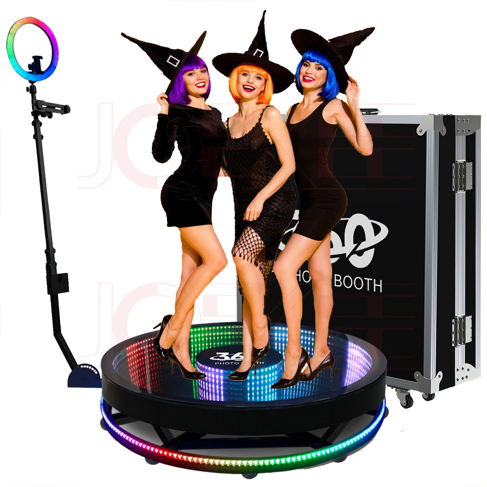 360 Photo Booth Machine automatique vidéo ralenti plate-forme en verre rotative automatique 360 cabine vidéo machine à selfie lente pour les fêtes et les mariages