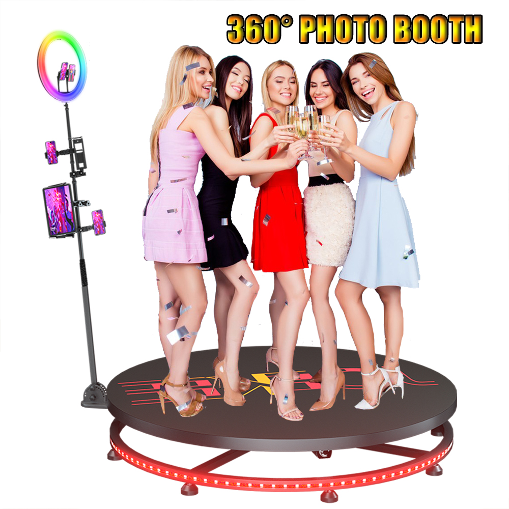 360 Photo Booth for Parties and Weddings Automatic Machine Video Slow Motion Auto Rotating Photobooth 360 Video Booth 60cm-115cm Rotating Platform Box Photo