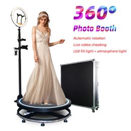 360 photomaton pour les fêtes Machine de location 360 degrés rotation lente plate-forme Portable Selfie avec anneau lumineux à vendre