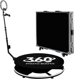 360 Photo Booth Machine voor bruiloftsfeestjes live streaming kerstautomatische spin 360 videocamera -cabine platformspinner met vliegcase