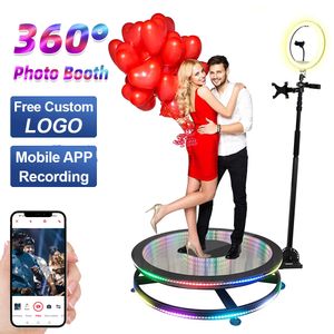 Éclairage de scène de cabine Photo 360, support en verre LED pour personnes debout sur une scène Portable rotative de 100 CM pour les fêtes avec étui de transport