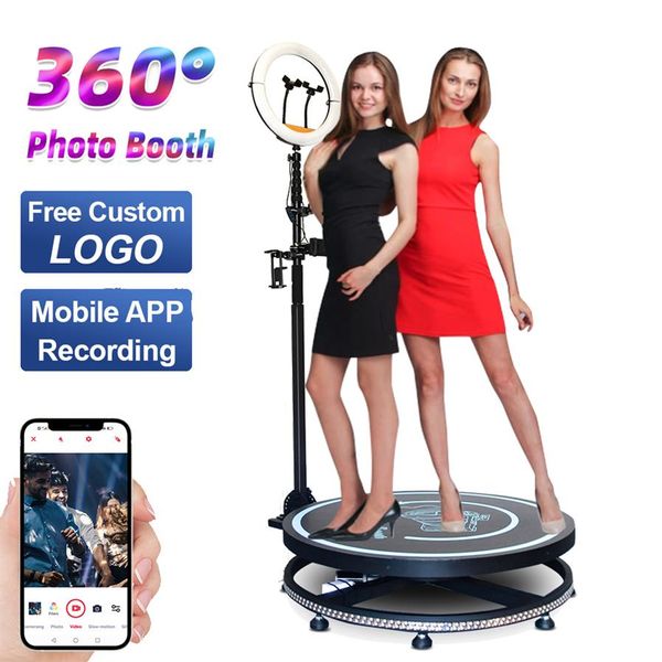 Stand 360 Po pour événements fêtes Machine rotative automatique 360 Spin Booth Selfie plate-forme présentoir avec lo302u sur mesure