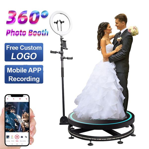 Máquina giratoria de cabina Po 360 para eventos, fiestas, soporte de exhibición de plataforma de Selfie giratorio automático con logo2186 hecho a medida