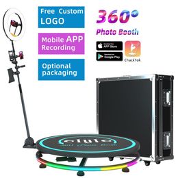 Cabina Po 360 con anillo de luz, plataforma de Selfie portátil giratoria de movimiento lento para máquina de alquiler de fiestas, vídeo Po Software267u 360