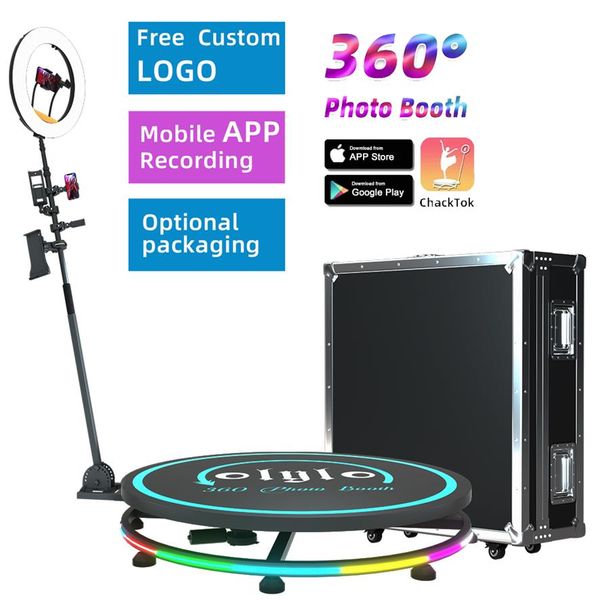 Cabine 360 Po avec éclairage annulaire, plate-forme de Selfie Portable rotative à mouvement lent pour Machine de location de fêtes, logiciel vidéo 360 Po 2814